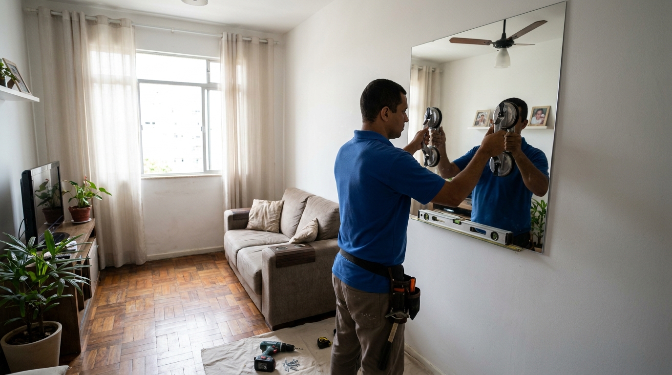 Espelho sob medida com parquet em Canoas-RS